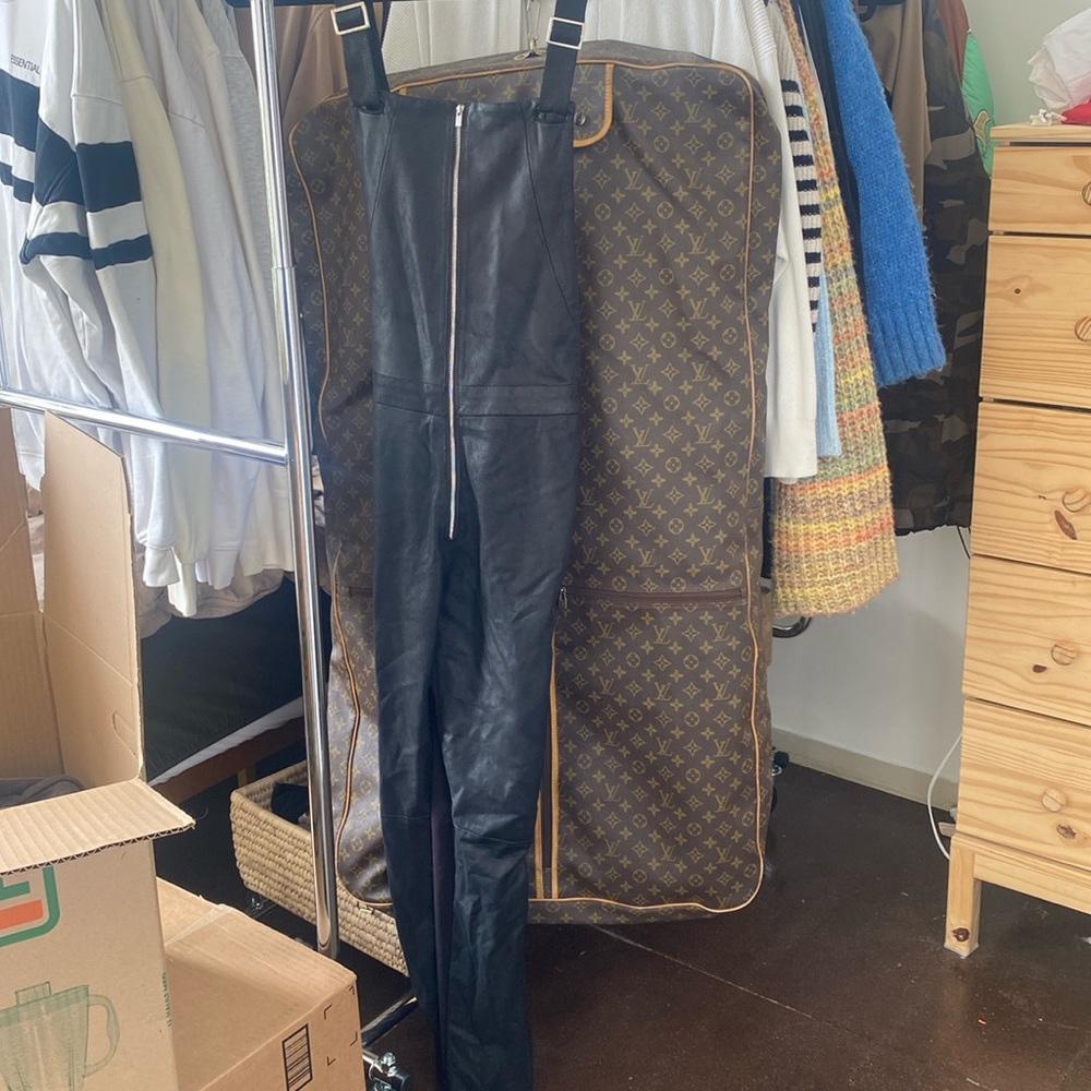 Lamarque collection black leather overalls